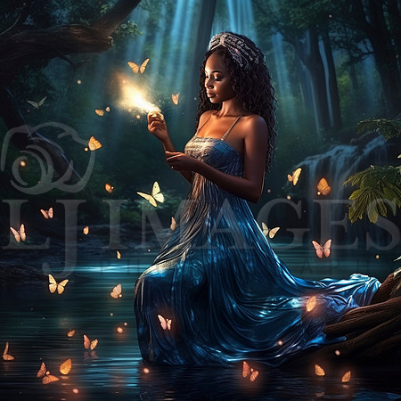 destinyunlimited_African_woman_in_long_blue_dress_by_lake_in_en_0d81e172-3ea0-4feb-89ba-781189af260e