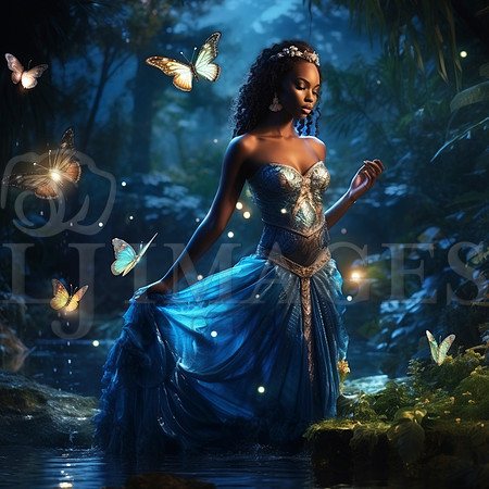 destinyunlimited_African_woman_in_long_blue_dress_by_lake_in_en_7d8e63b1-8019-469c-b8e2-5d1c77862305