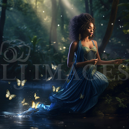 destinyunlimited_African_woman_in_long_blue_dress_by_pond_in_en_88082e19-f220-47d2-a173-502eb5becfa5