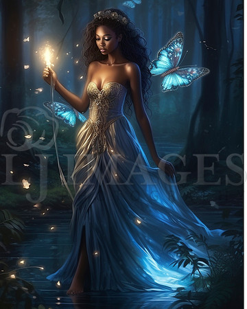 destinyunlimited_African_woman_in_long_blue_dress_in_enchanted__3d8dac5d-58a2-473c-8a0a-54ffc7238f99
