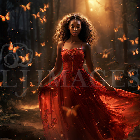 destinyunlimited_African_woman_in_long_red_dress_in_enchanted_f_3dabca9a-a95a-4a1d-9785-205922b3d0bc