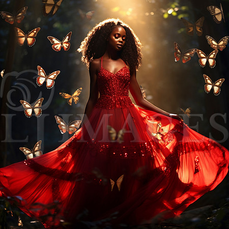 destinyunlimited_African_woman_in_long_red_dress_in_enchanted_f_4d06bd6c-cc72-44ff-9bd7-49d76ecac6a4-2