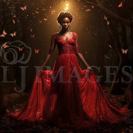 destinyunlimited_African_woman_in_long_red_dress_in_enchanted_f_4d06bd6c-cc72-44ff-9bd7-49d76ecac6a4-3