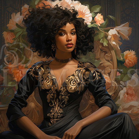 destinyunlimited_black_female_art_nouveau_wearing_dress_flowers_e178649d-0a80-4406-b5a5-115fb9a1bd91