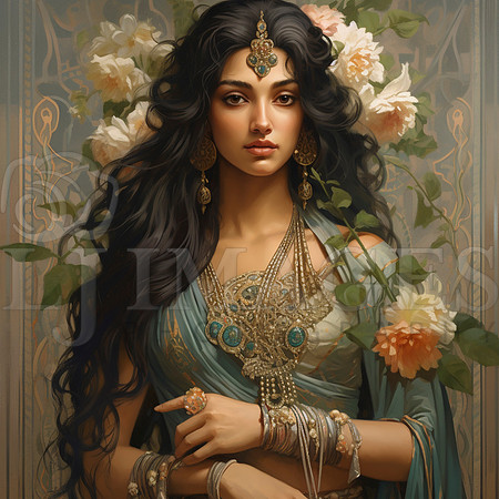 destinyunlimited_indian_female_art_nouveau_wearing_dress_flower_ada65786-3c7a-46ad-808c-5633b87c323e