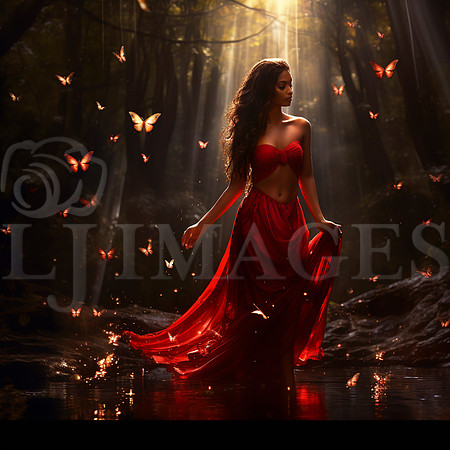 destinyunlimited_Indian_woman_in_long_red_dress_in_enchanted_fo_9961b3be-8f2a-4293-a472-222233b9eb94-2
