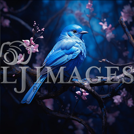 destinyunlimited_blue_bird_on_branch__on_blue_background_dramat_a228df8f-64bf-4dba-8e44-e3b43b0be45b-4
