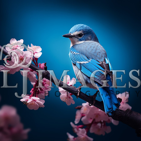 destinyunlimited_blue_bird_on_branch__on_blue_background_dramat_a228df8f-64bf-4dba-8e44-e3b43b0be45b