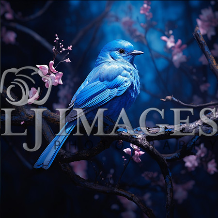 destinyunlimited_blue_bird_on_branch__on_blue_background_dramat_a228df8f-64bf-4dba-8e44-e3b43b0be45b-4