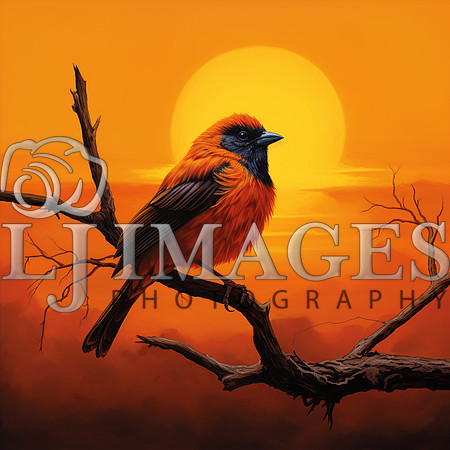 destinyunlimited_Orange_bird_sitting_on_a_limb_on_the_orange_ba_3c994bfc-9631-4c96-b3d9-b314be0520b6