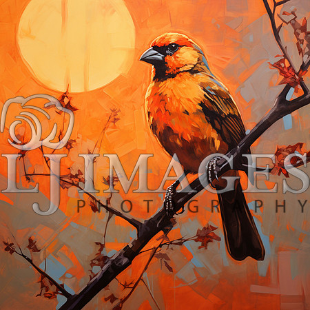 destinyunlimited_Orange_bird_sitting_on_a_limb_on_the_orange_ba_05f091f7-efe4-4ea1-8501-25c6db2c9839-2