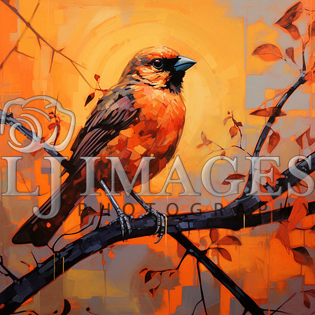 destinyunlimited_Orange_bird_sitting_on_a_limb_on_the_orange_ba_05f091f7-efe4-4ea1-8501-25c6db2c9839
