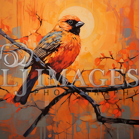 destinyunlimited_Orange_bird_sitting_on_a_limb_on_the_orange_ba_05f091f7-efe4-4ea1-8501-25c6db2c9839-4