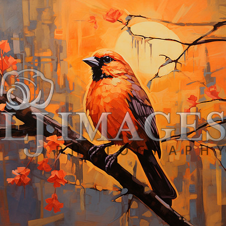 destinyunlimited_Orange_bird_sitting_on_a_limb_on_the_orange_ba_8e72d139-bf4f-47e8-b103-530e8ab6049f-4