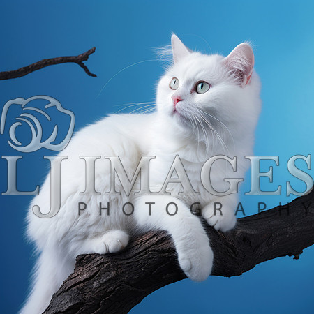 destinyunlimited_white_cat_on_a_limb_on_a_blue_background_drama_dd4d65b7-5247-4d61-9a8e-eface6591219-2