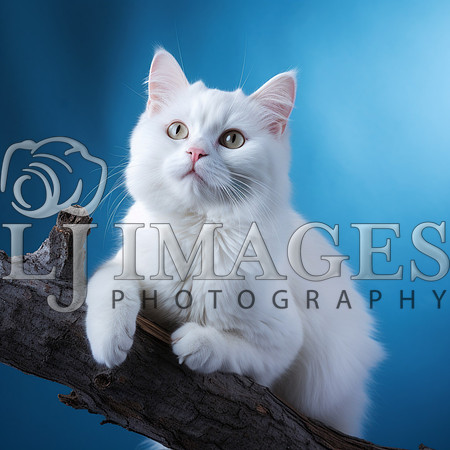 destinyunlimited_white_cat_on_a_limb_on_a_blue_background_drama_dd4d65b7-5247-4d61-9a8e-eface6591219