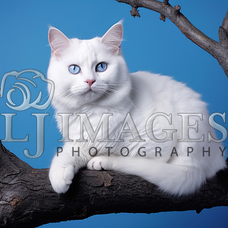destinyunlimited_white_cat_on_a_limb_on_a_blue_background_drama_ec395e1d-d5a3-4767-9b72-b94d0c4e2498