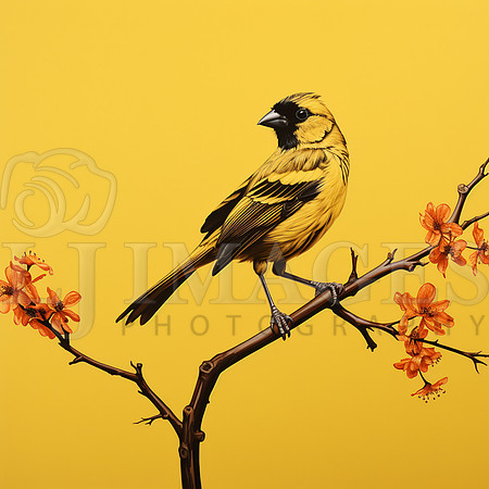 destinyunlimited_yellow_bird_on_branch_on_yellow_background_39280816-3ecb-4f94-b647-d21ec0015228
