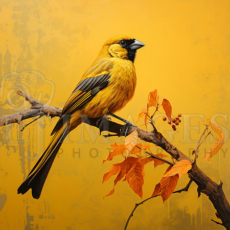 destinyunlimited_yellow_bird_on_branch_on_yellow_background_dra_f87cd469-4811-49b7-9b65-ebe4dca1ccaf